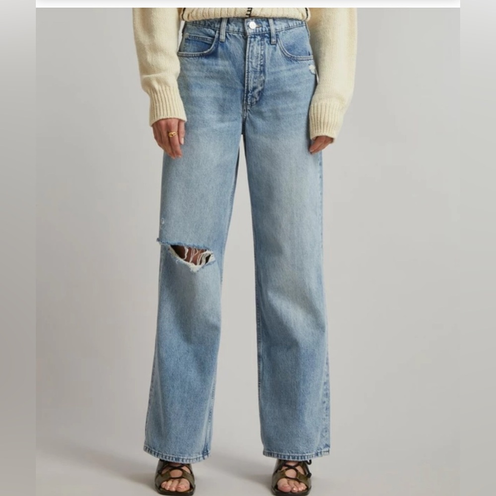 Frame Le High N Tight Wide Leg Bilson Rips Wash Distressed Jean 27 - Picture 3 of 8
